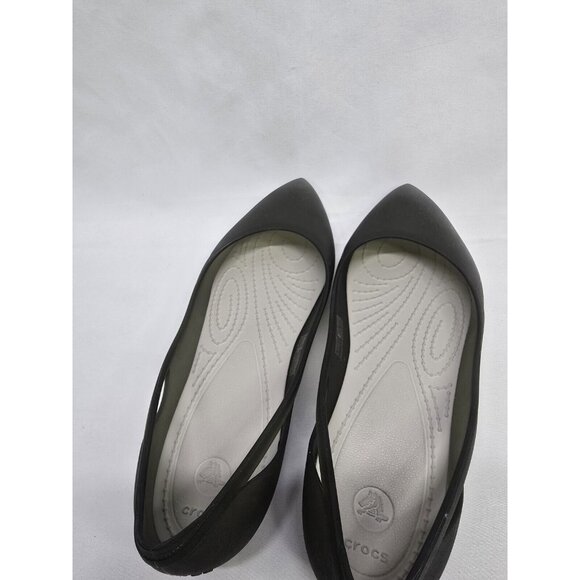 Crocs Shoes Womens 6 Rio Ballet Flats Black Comfort Slip On Pointed Toe - Picture 3 of 8